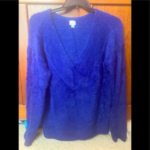 XL fuzzy and fun royal blue sweater